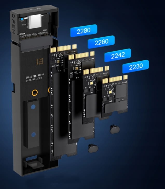 Obudowa Kieszeń Adapter na dysk SSD NVME/SATA PCIe M.2 USB-C M2 Gen2 10GB/s Zenwire BS-2809SN - zdjęcie 3