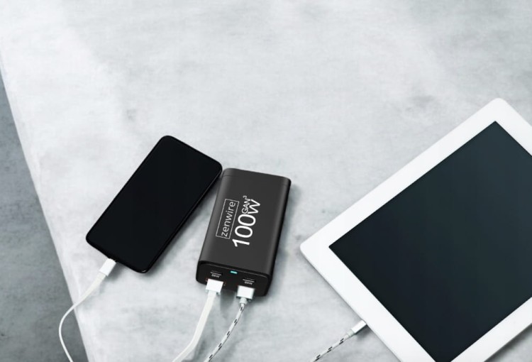 Ładowarka Sieciowa Zasilacz 100W Kostka GaN III Kabel AC 2x USB-C 65W 2x USB-A Zenwire YMS-608 - zdjęcie 2