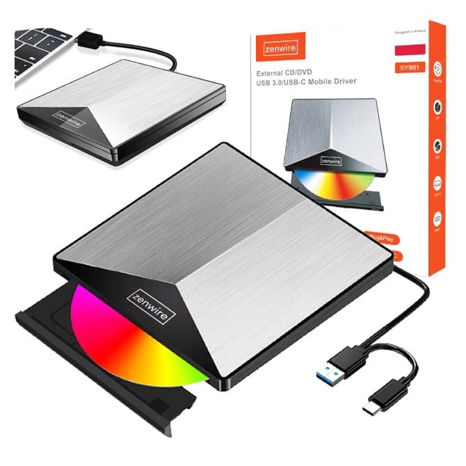 Zewnętrzny Napęd Przenośny ODTWARZACZ PŁYT DVD CD Zenwire SY881 - zdjęcie 1