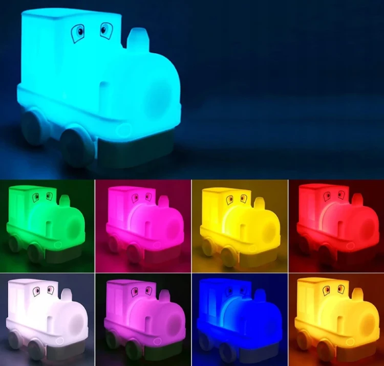 LAMPKA NOCNA DZIECI POCIĄG CIUCHCIA LED SILIKONOWA - zdjęcie 2