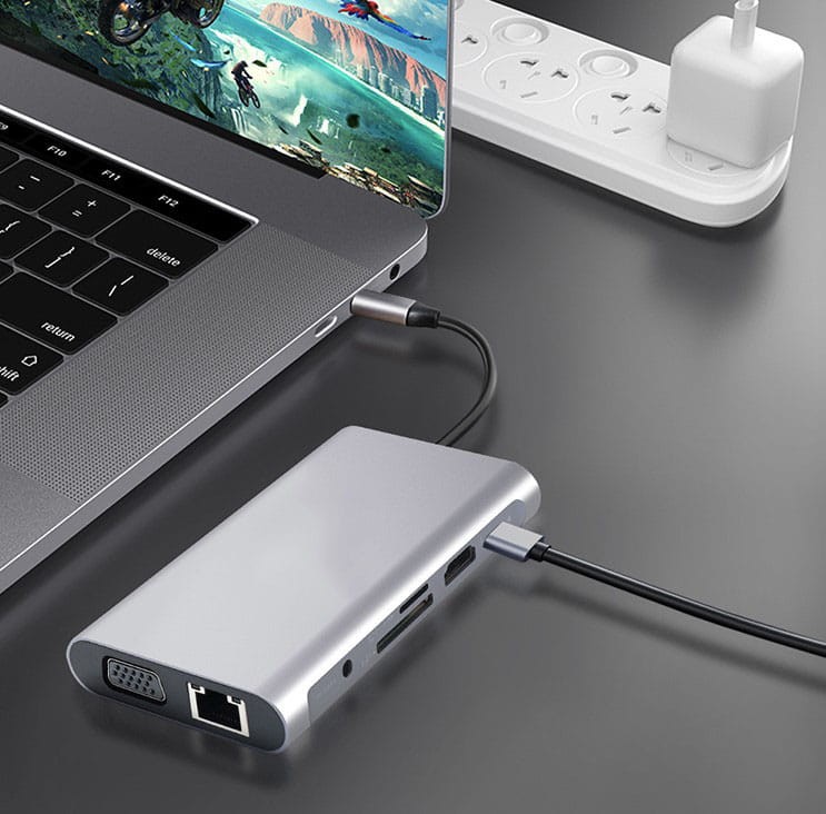 HUB USB-C 11w1 Adapter HDMI 4K VGA Jack SD Gigabit Ethernet RJ45 USB 3.0 - zdjęcie 3