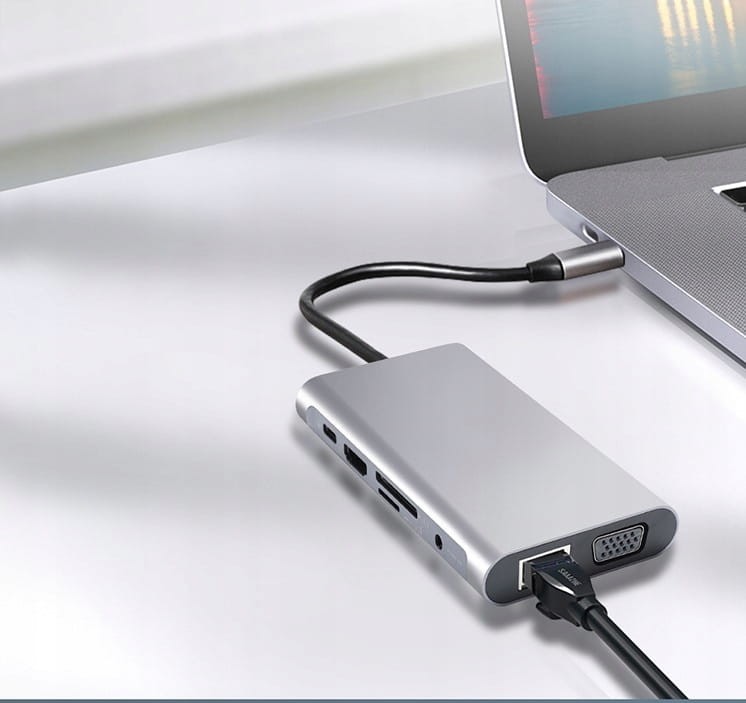 HUB USB-C 11w1 Adapter HDMI 4K VGA Jack SD Gigabit Ethernet RJ45 USB 3.0 - zdjęcie 5
